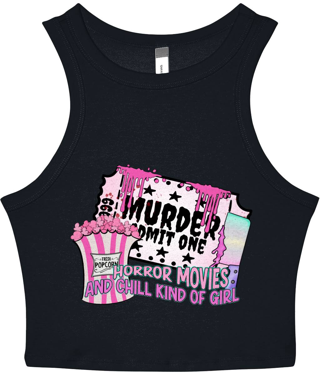 Horror Movies And Chill - Women’s Cropped Racer Tank