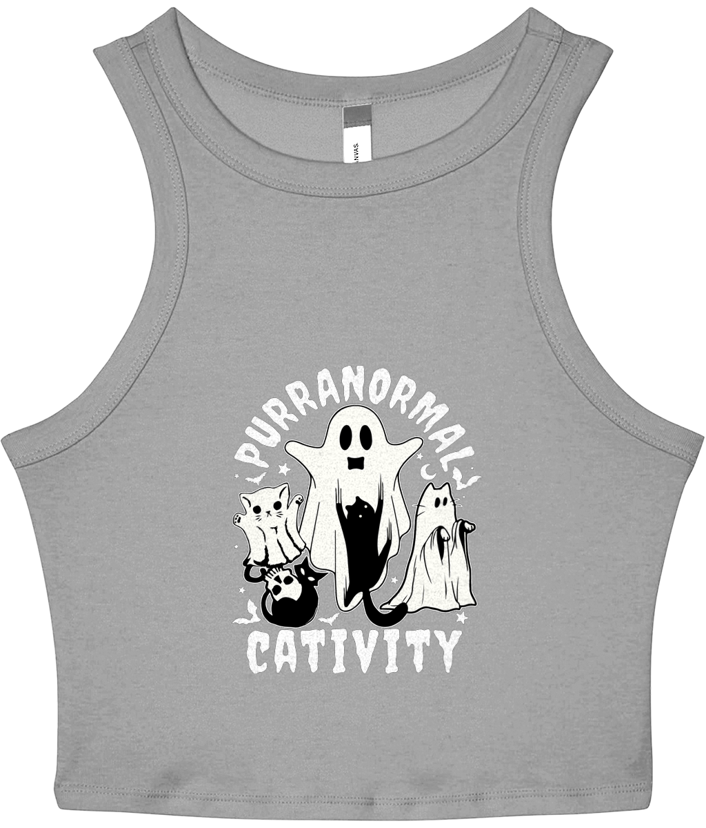 Purranormal Cativity - Women's Cropped Racer Tank