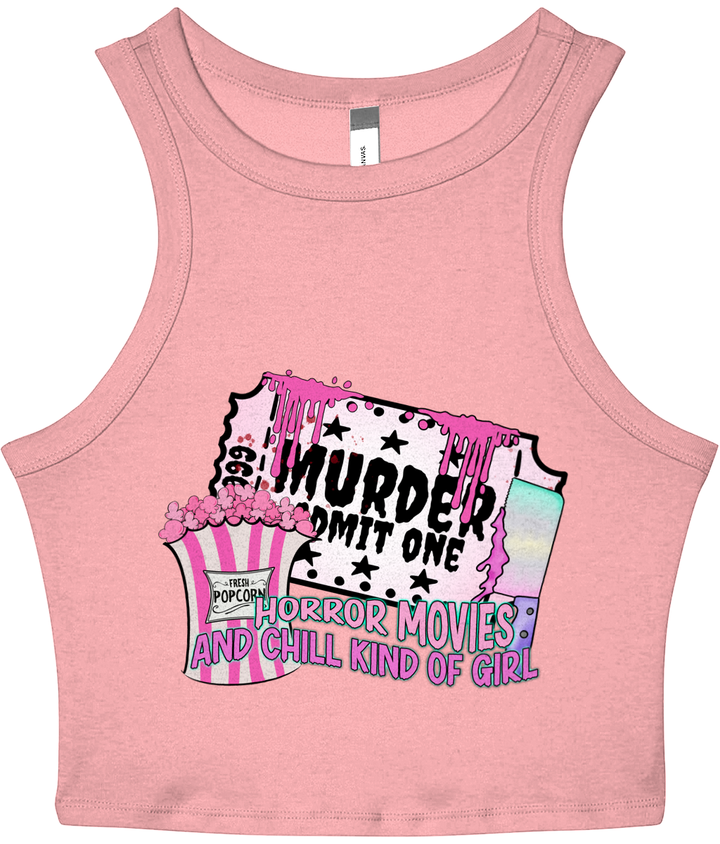 Horror Movies And Chill - Women’s Cropped Racer Tank