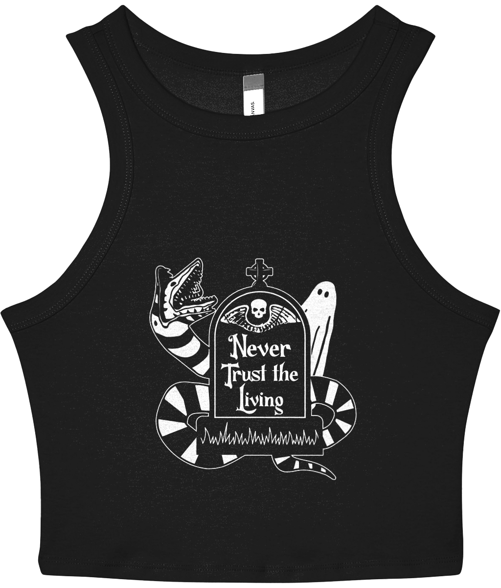 Never Trust The Living - Women's Cropped Racer Tank