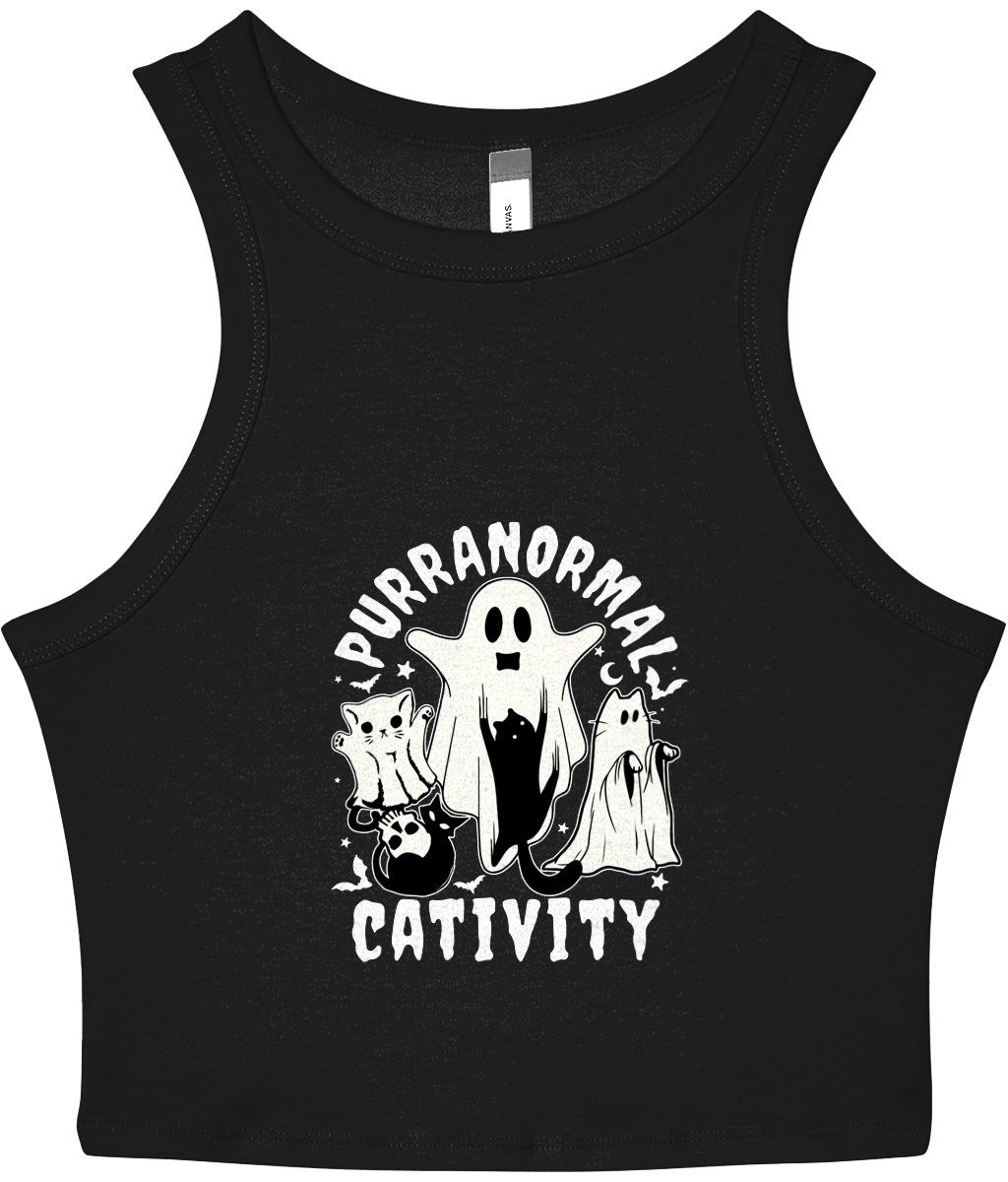 Purranormal Cativity - Women's Cropped Racer Tank