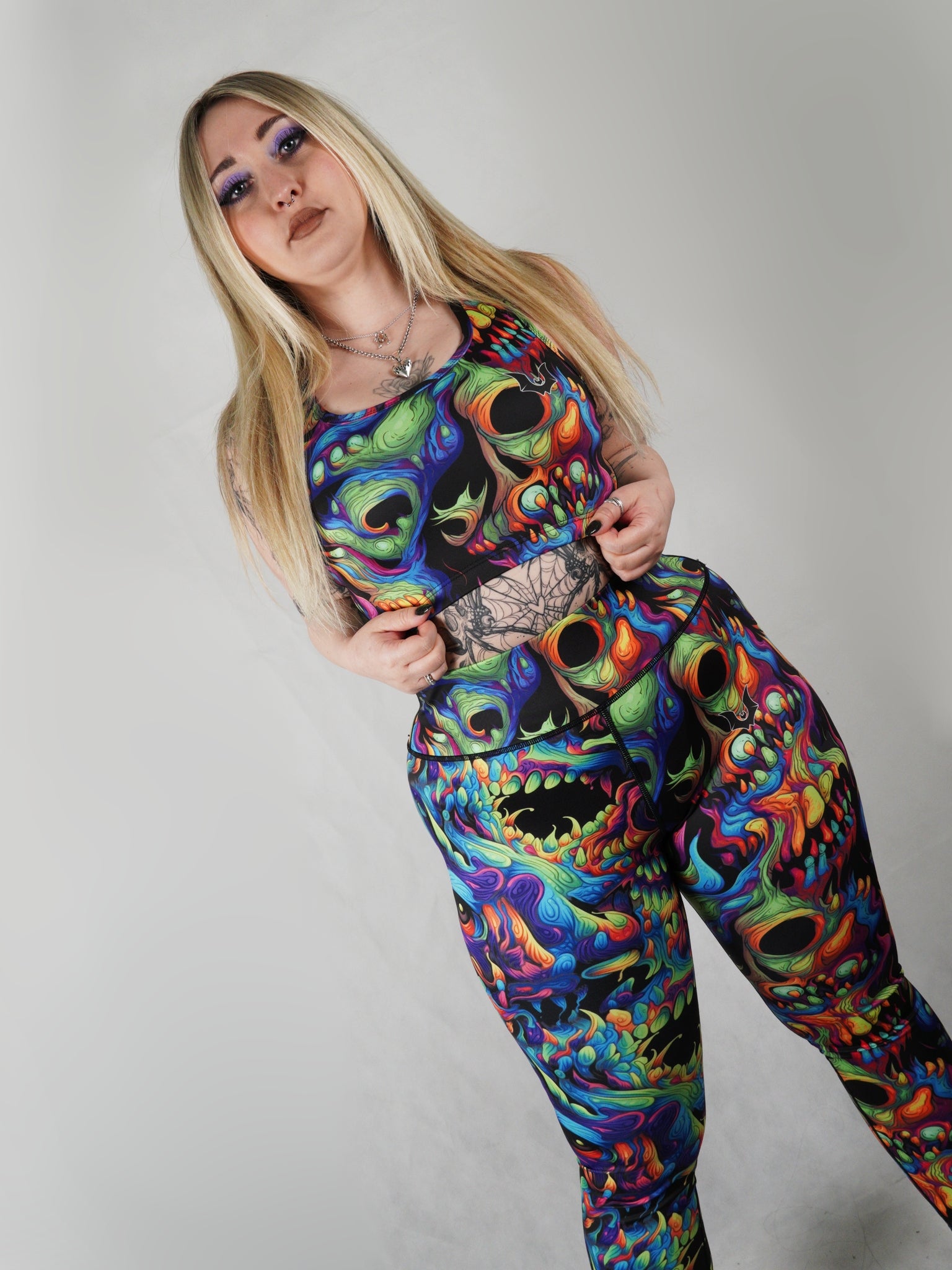 Psycho-Delic Skulls - Full Length Leggings