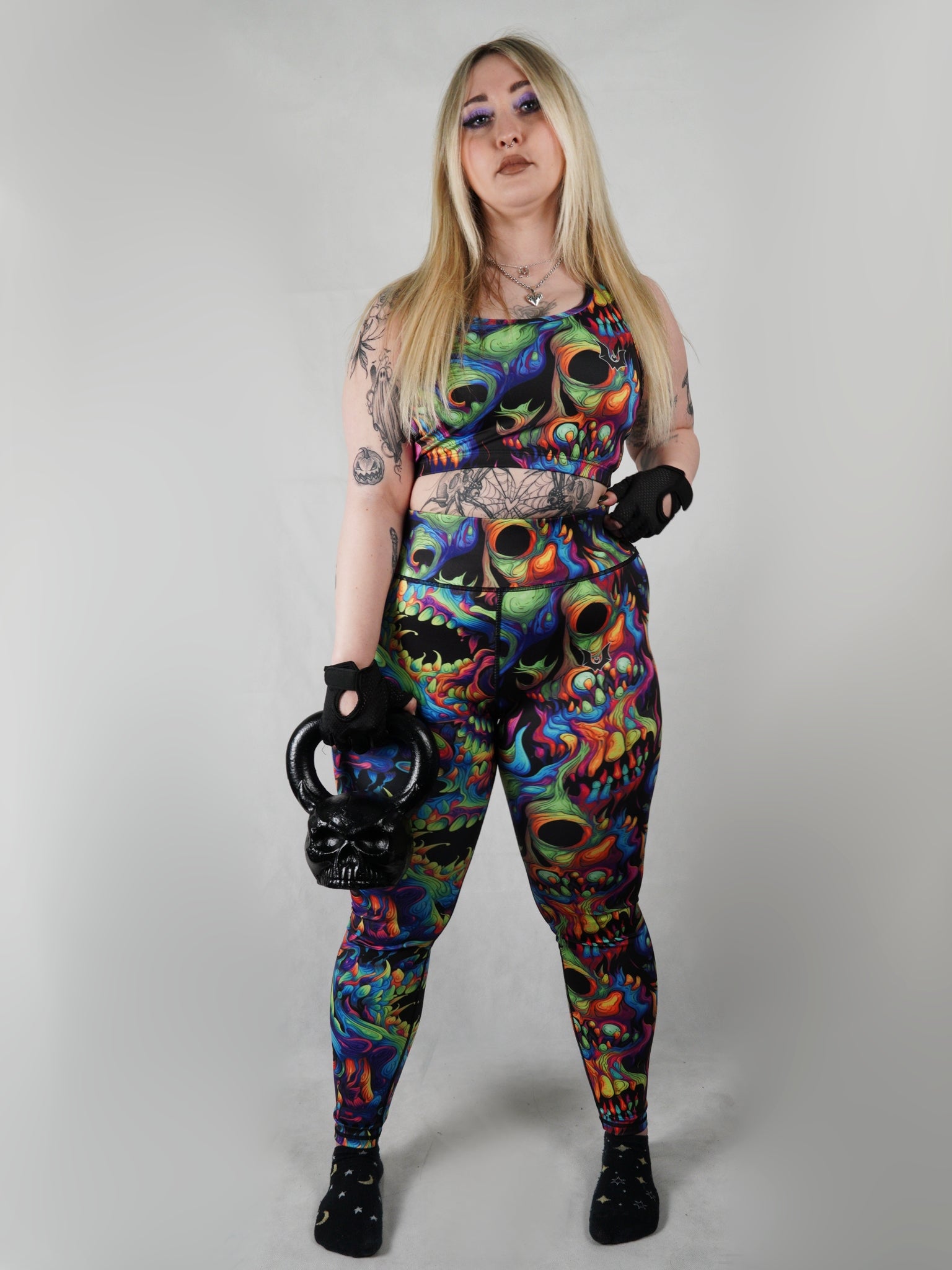 Psycho-Delic Skulls - Full Length Leggings